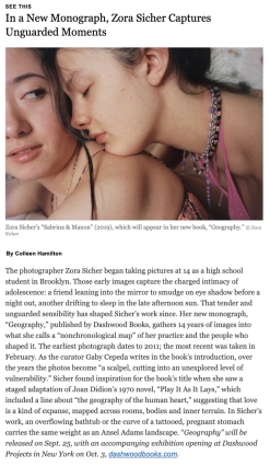 The New York Times Style Magazine for "Geography" by Zora Sicher